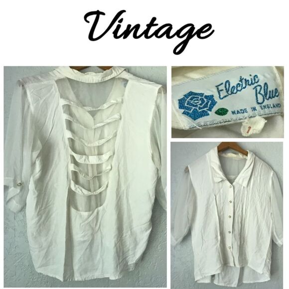 Vintage Electric Blue Razorback Top - Picture 1 of 7
